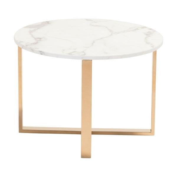 24" X 24" X 16.9" Stone And Gold Faux End Table - Your Home, Refurnished