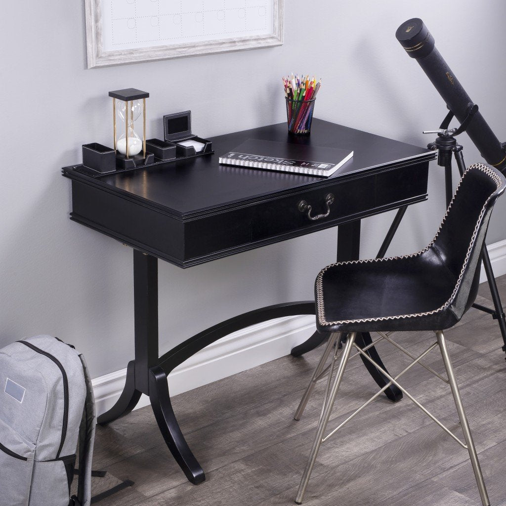 Acacia and Pinewood Black Writing Desk - Your Home, Refurnished