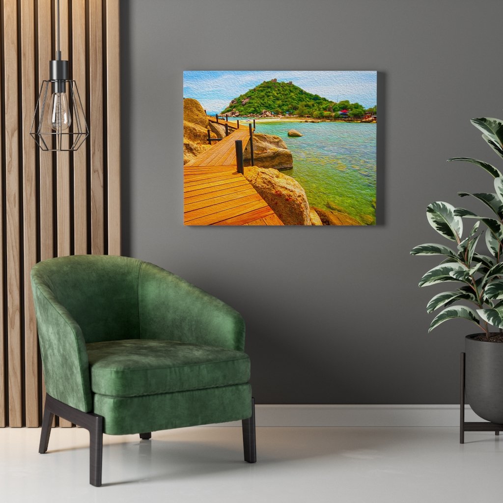 Decorative Wall Art - Boardwalk on the Beach Stretched Canvas 30 x 24 - Your Home, Refurnished