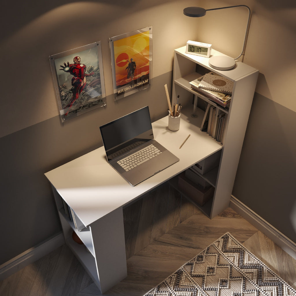 White Computer Desk With Bookcase and Bookshelves - Your Home, Refurnished