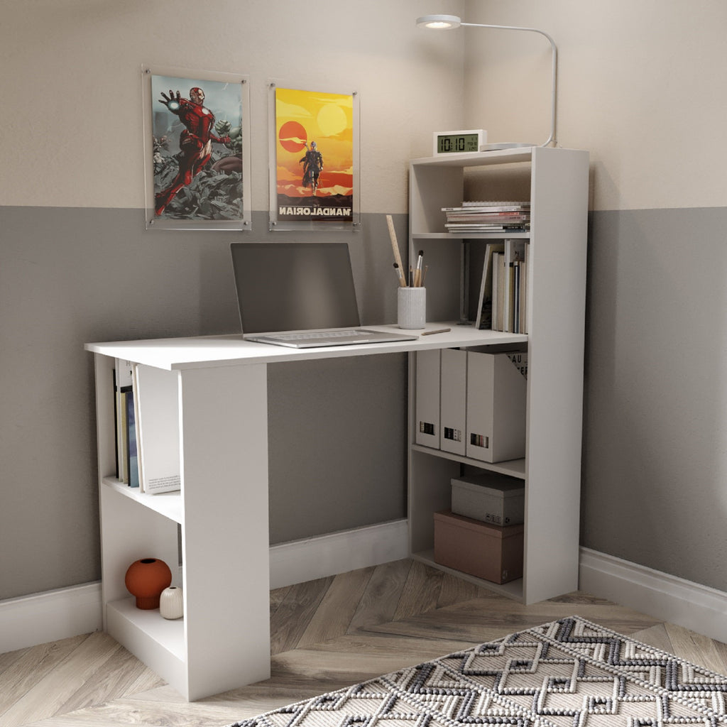 White Computer Desk With Bookcase and Bookshelves - Your Home, Refurnished
