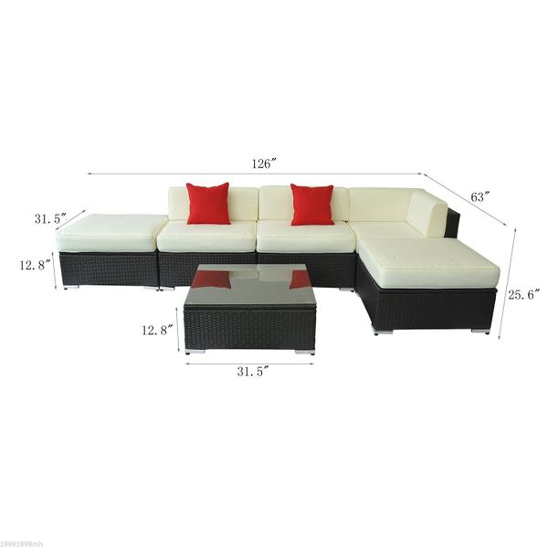 Outsunny 6pcs All-weather Rattan Sofa Wicker Sectional Patio Furniture - Your Home, Refurnished