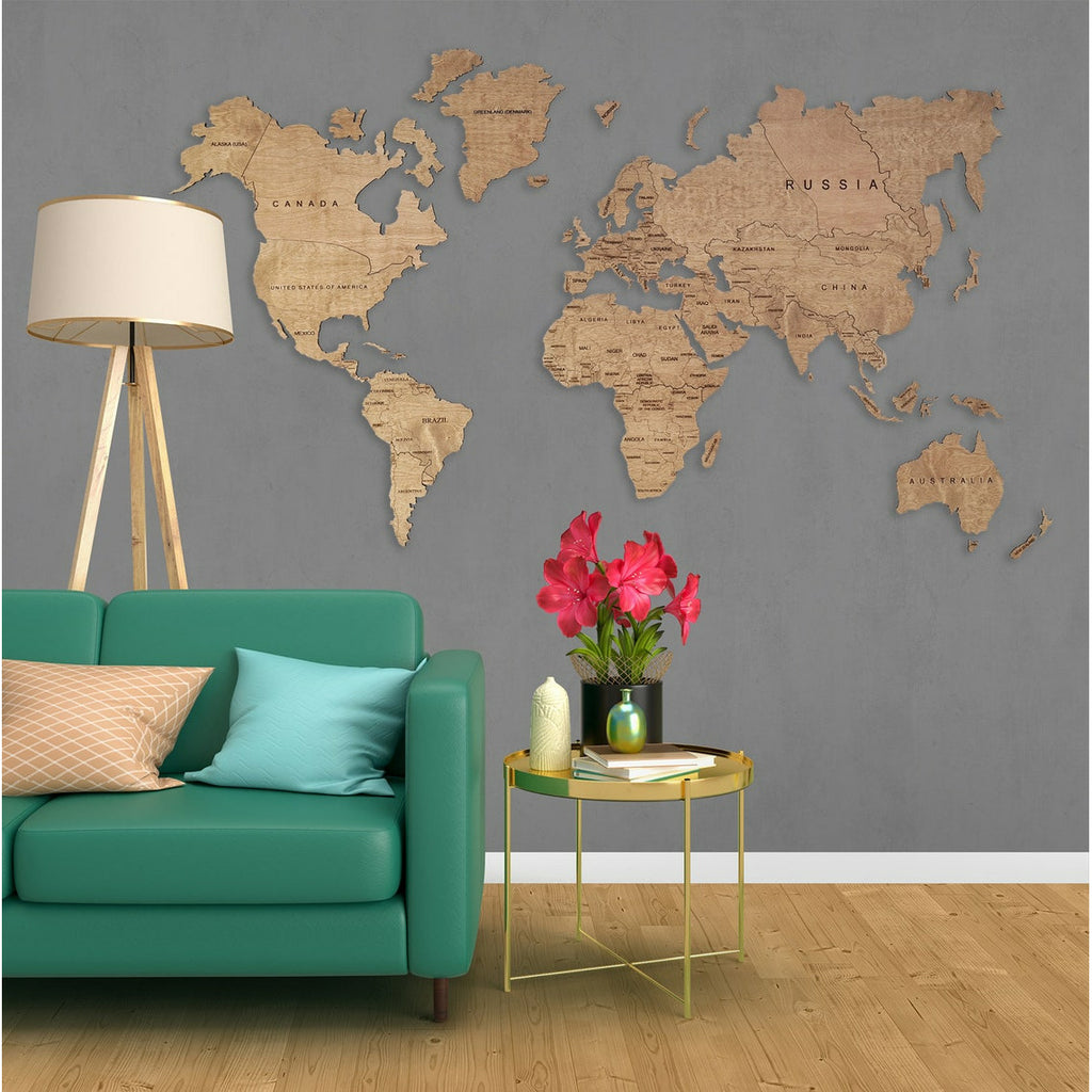 Wooden World Map Home Wall Decor Rustic Wall Decor Wood Art - Your Home, Refurnished