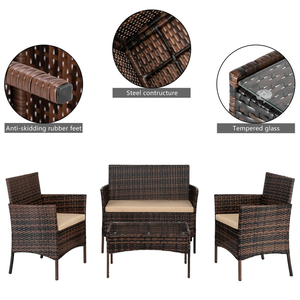 3pcs Coffee Table Rattan Sofa Set - Your Home, Refurnished