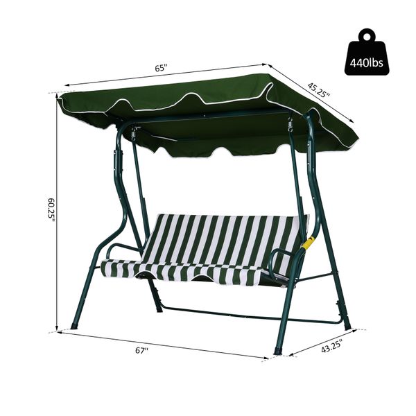 Outsunny Outdoor 3-person Metal Porch Swing Chair Patio Garden - Your Home, Refurnished