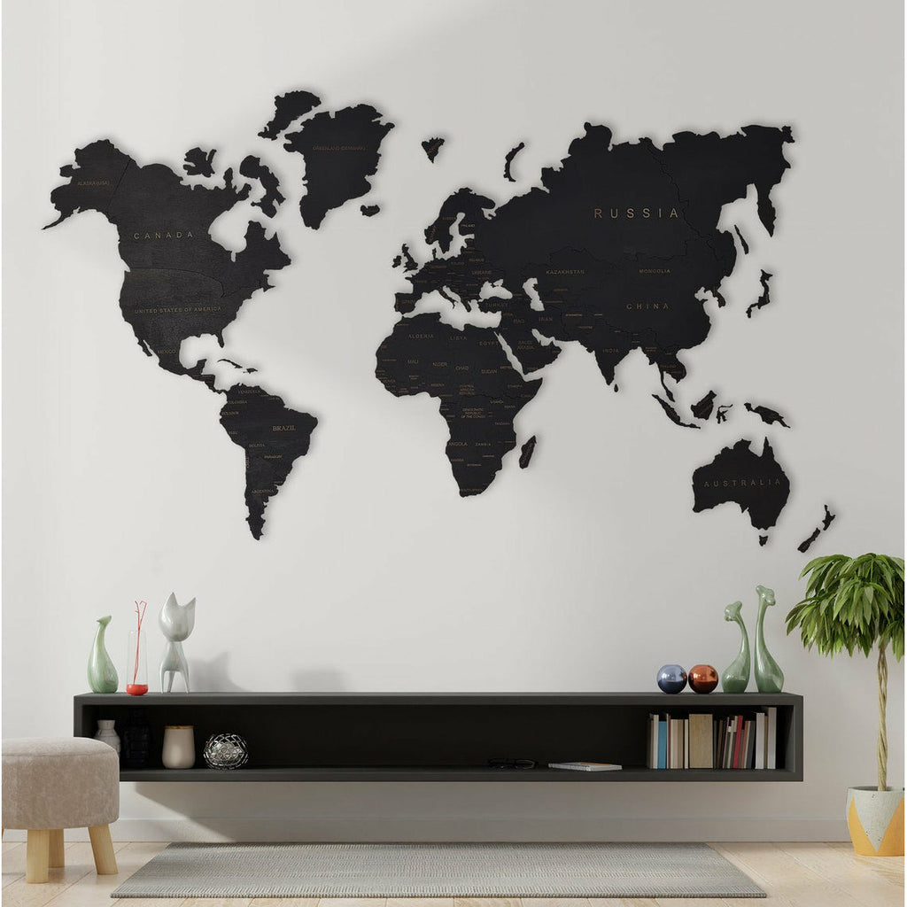Wooden World Map Rustic Wall Art Home Decor Large Travel Map Wood Gift - Your Home, Refurnished