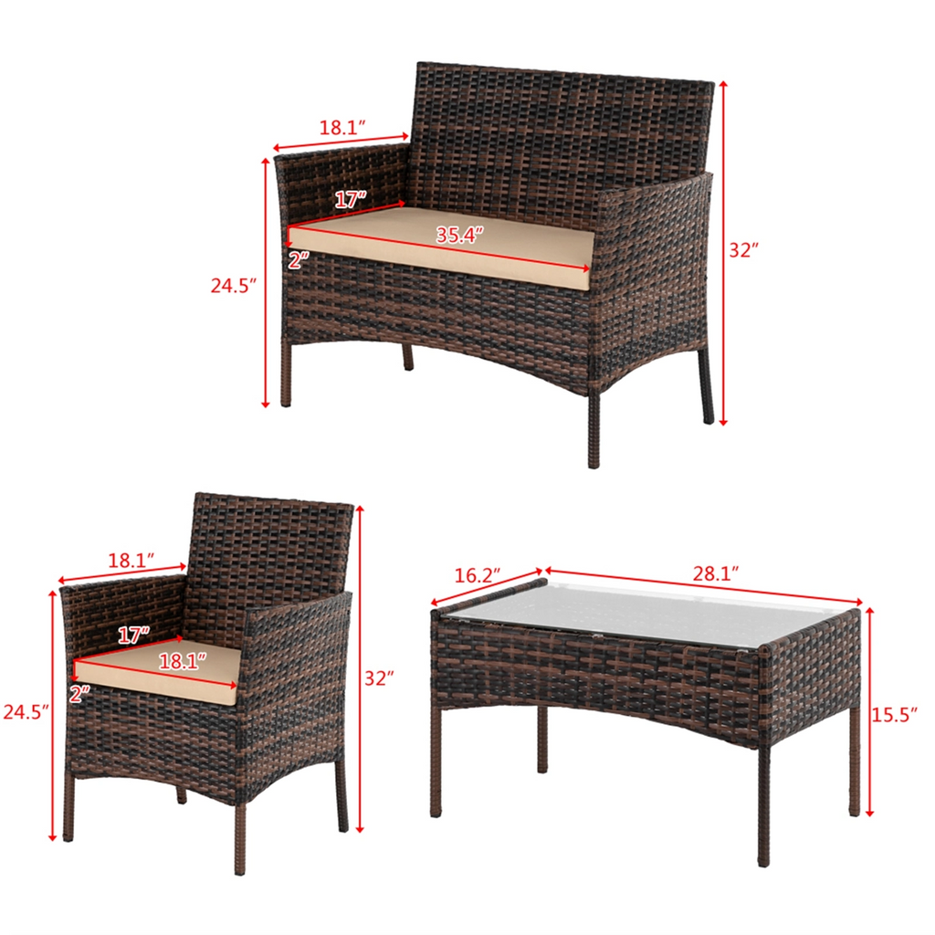 3pcs Coffee Table Rattan Sofa Set - Your Home, Refurnished