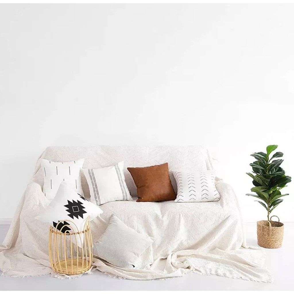 Throw Pillow Set 6, 18x18 Vegan leather throw pillow, Modern Minimal - Your Home, Refurnished